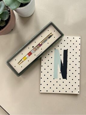 Kate Spade Multicolor Striped Pen and Kate spade notebook to match